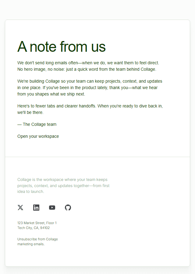 Text Only · Matte email template preview