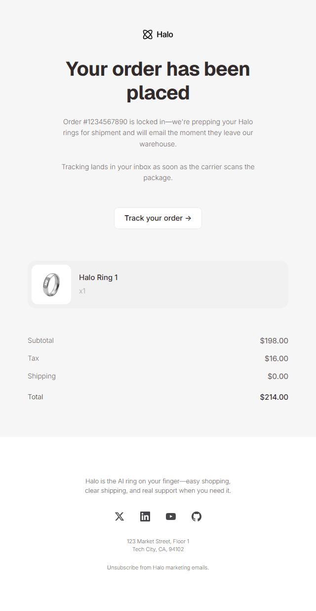 Order Confirmation · Studio email template preview