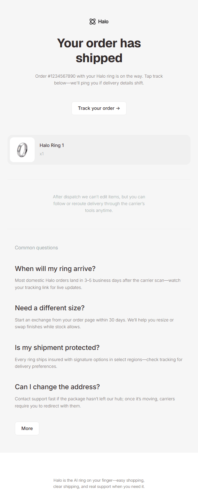 Order Shipping · Studio email template preview