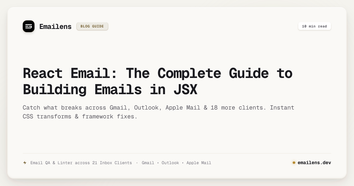 React Email: The Complete Guide to Building Emails in JSX | Emailens
