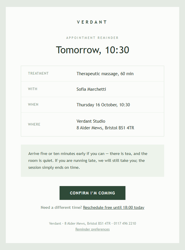 Appointment Reminder · Calm