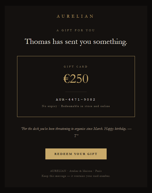 Gift Card · Luxe