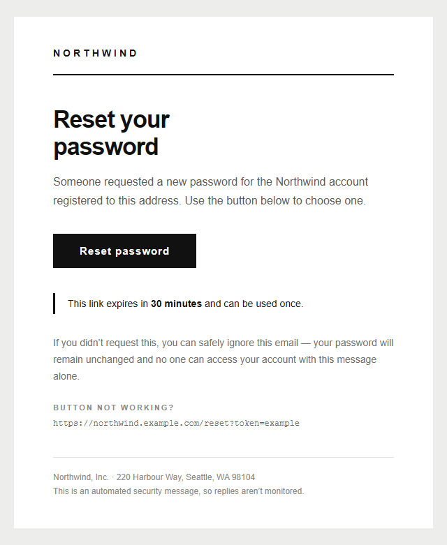 Password Reset · Minimal