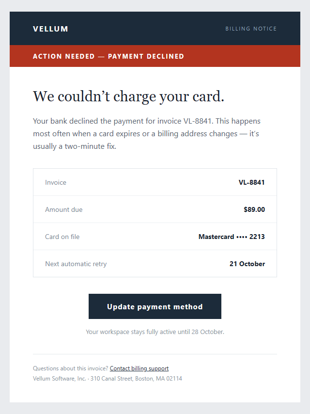 Payment Failed · Corporate
