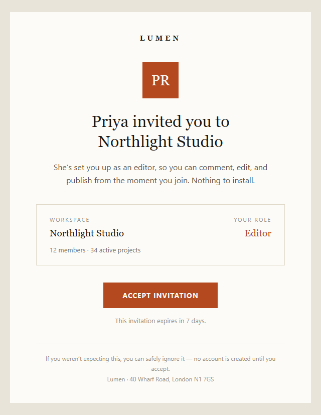 Team Invite · Editorial